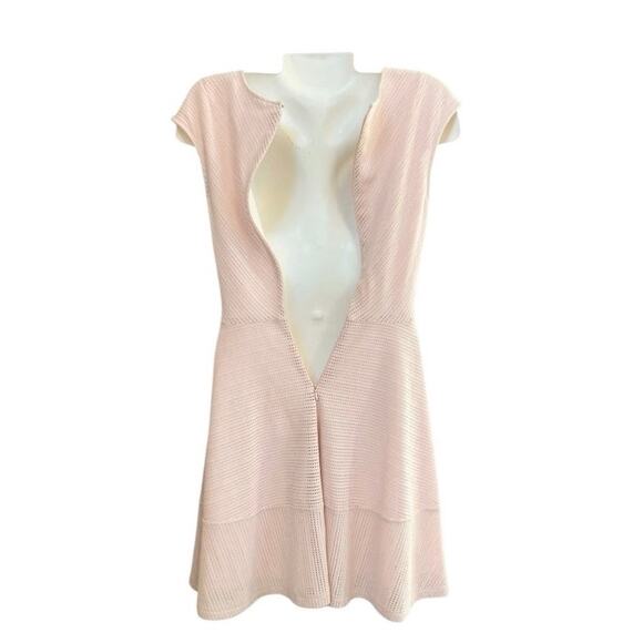 Bar III Women's Blush/Pink Mesh Back Zip Fit & Flare Skater Dress Feminine SZ M - Picture 4 of 10